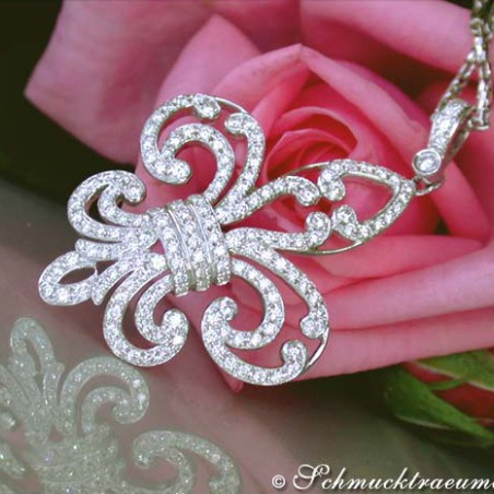 Huge "Fleur de Lis" Style Diamond Pendant
