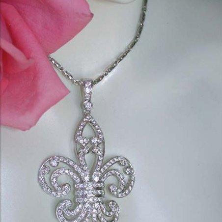 Huge "Fleur de Lis" Style Diamond Pendant