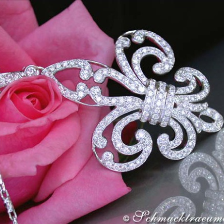 Huge "Fleur de Lis" Style Diamond Pendant