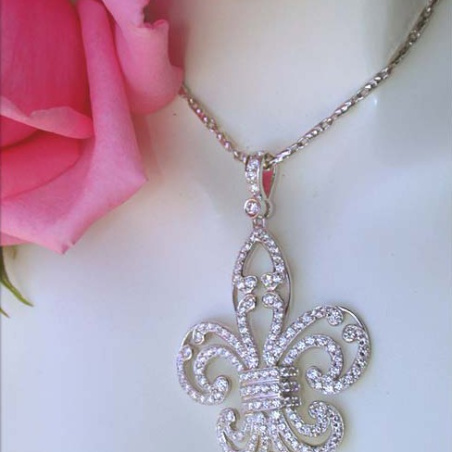 Huge "Fleur de Lis" Style Diamond Pendant