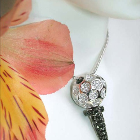 Unique Golf Tee Pendant with Black & White Diamonds