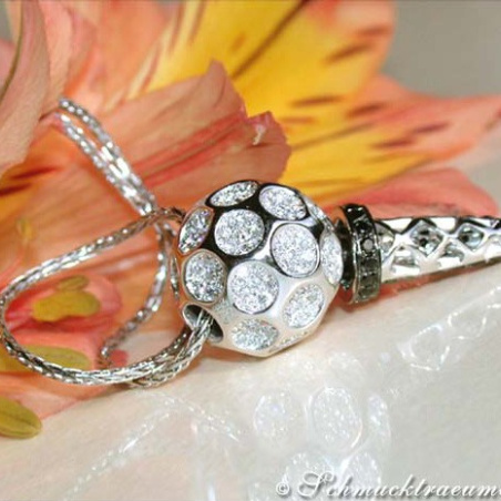 Unique Golf Tee Pendant with Black & White Diamonds