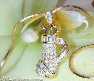 Exquisite Golf Bag Diamond Pendant in Yellow gold 18k