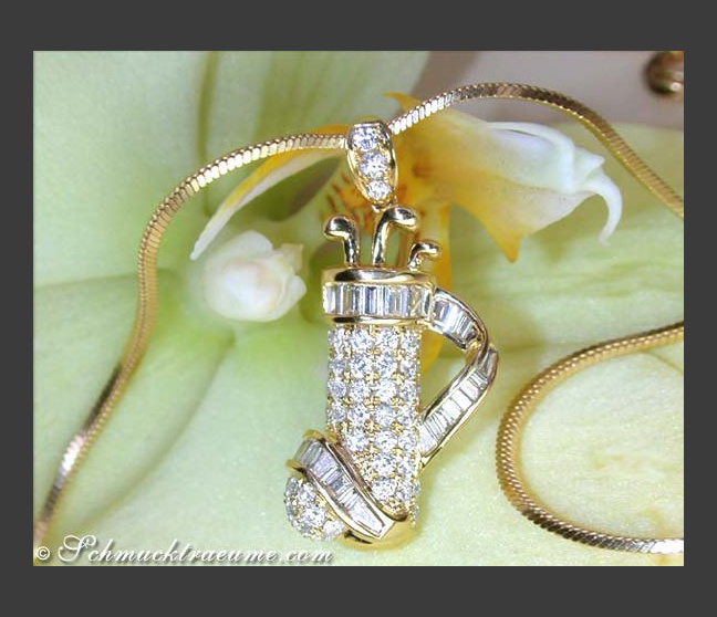 Exquisite Golf Bag Diamond Pendant in Yellow gold 18k Exquisite Golf Bag Diamond Pendant in Yellow gold 18k