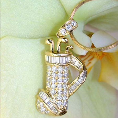 Exquisite Golf Bag Diamond Pendant in Yellow gold 18k