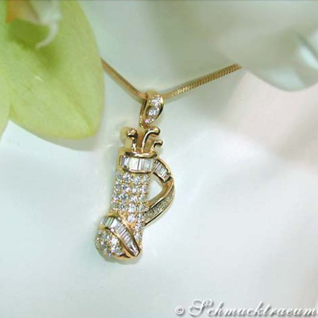 Exquisite Golf Bag Diamond Pendant in Yellow gold 18k