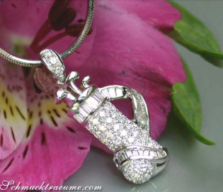 Exquisite Golf Bag Diamond Pendant in White gold 18k