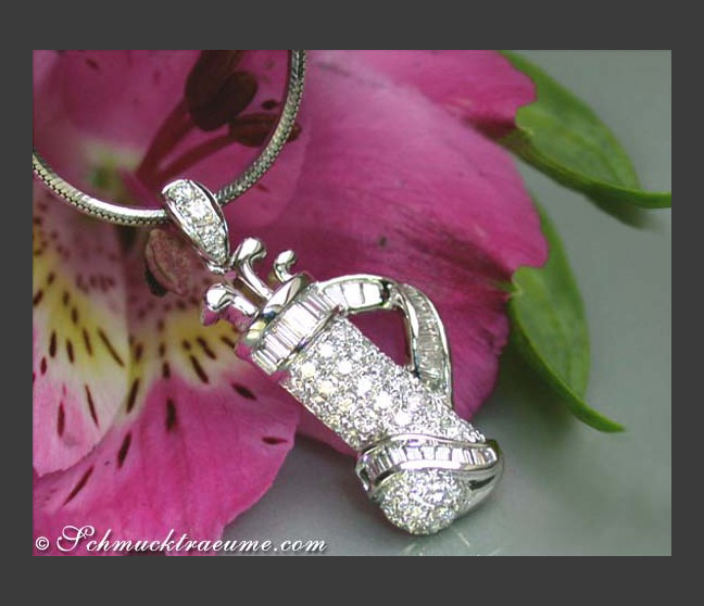 Exquisite Golf Bag Diamond Pendant in White gold 18k Exquisite Golf Bag Diamond Pendant in White gold 18k