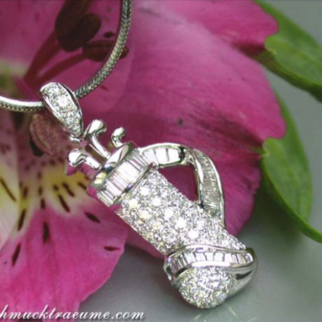 Exquisite Golf Bag Diamond Pendant in White gold 18k