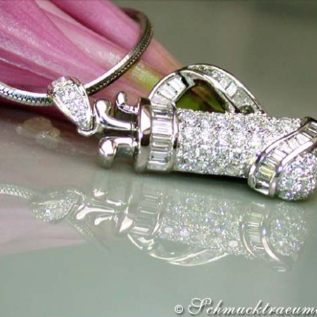 Exquisite Golf Bag Diamond Pendant in White gold 18k