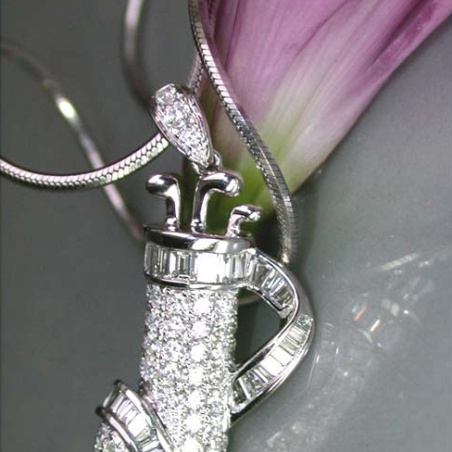 Exquisite Golf Bag Diamond Pendant in White gold 18k