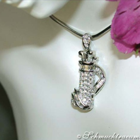 Exquisite Golf Bag Diamond Pendant in White gold 18k