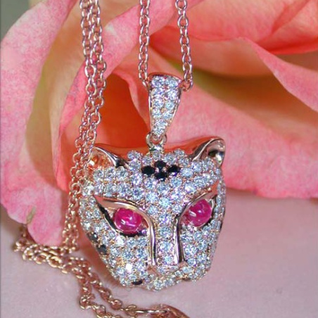 Fabulous Diamond Panther Pendant incl. Chain