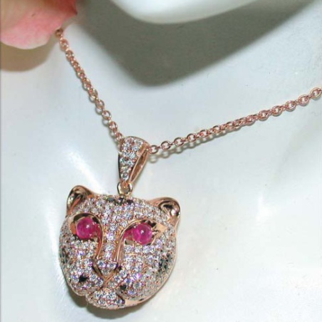 Fabulous Diamond Panther Pendant incl. Chain