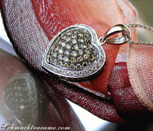 Timeless Natural Brown & White Diamond Heart Pendant