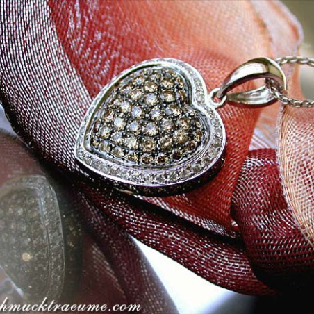 Timeless Natural Brown & White Diamond Heart Pendant
