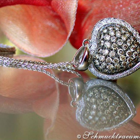 Timeless Natural Brown & White Diamond Heart Pendant