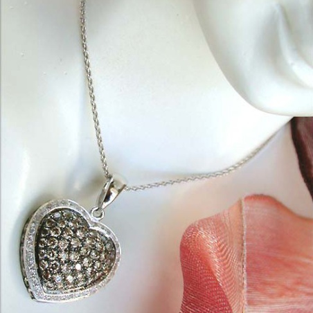 Timeless Natural Brown & White Diamond Heart Pendant
