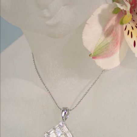 Elegant Diamond Square Pendant (Three Diamond Cuts)