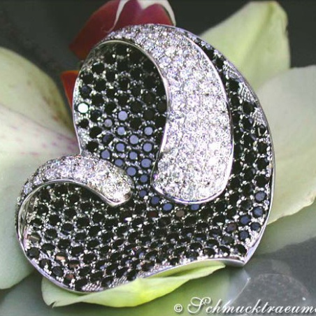 Top-class Black & White Diamond Heart Pendant