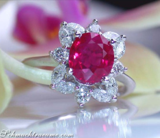 Exquisite Burmese Ruby Ring with Diamonds