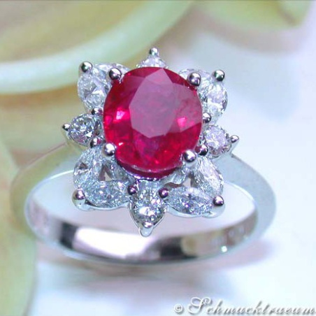 Exquisite Burmese Ruby Ring with Diamonds