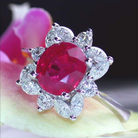 Exquisite Burmese Ruby Ring with Diamonds