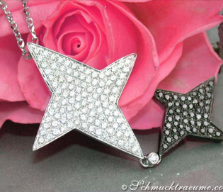Extravagant Black & White Diamond Star Pendant