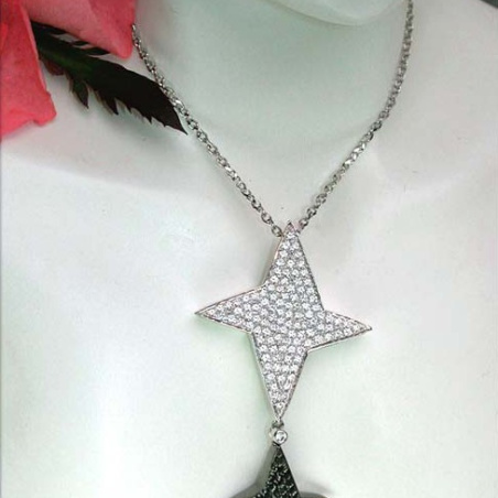 Extravagant Black & White Diamond Star Pendant