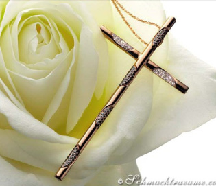 Elegant Cross Pendant With Black & White Diamonds