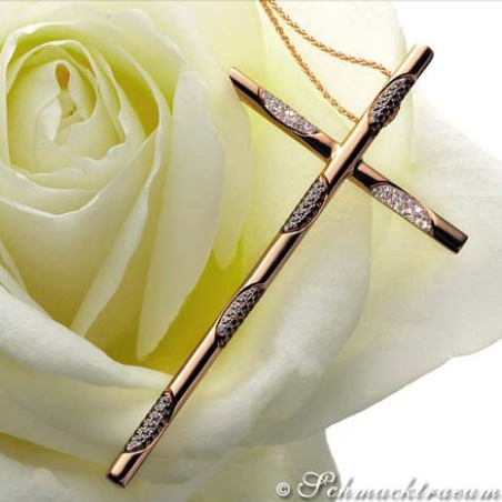 Elegant Cross Pendant With Black & White Diamonds