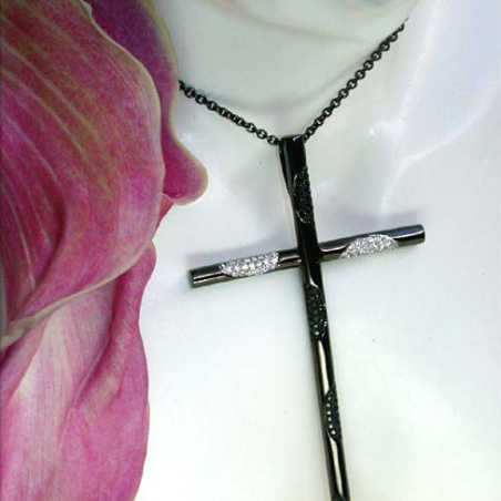 Exceptional Black Diamond Cross Pendant