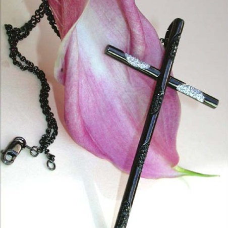 Exceptional Black Diamond Cross Pendant