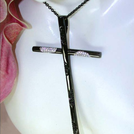 Exceptional Black Diamond Cross Pendant