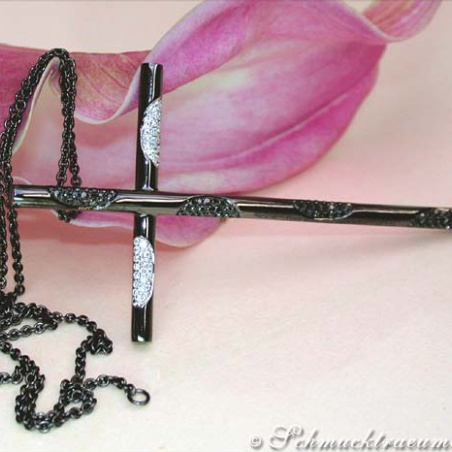 Exceptional Black Diamond Cross Pendant