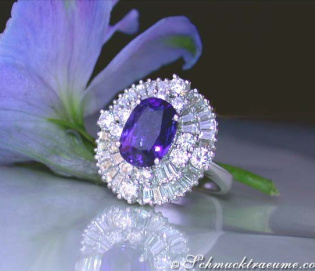 Superb Ceylon Sapphire Diamond Ring
