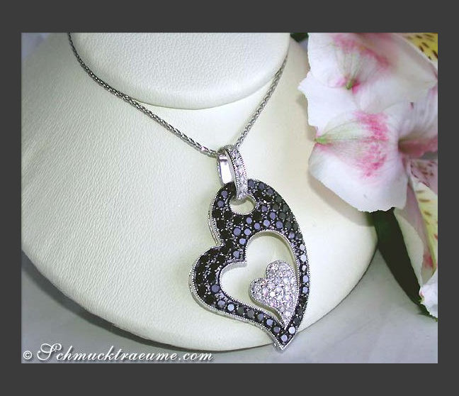 Charming Black & White Diamond Heart Pendant Charming Black & White Diamond Heart Pendant