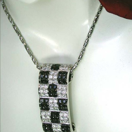 Puristic Black & White Diamond Pendant (Chessboard Style)