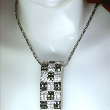 Puristic Black & White Diamond Pendant (Chessboard Style)