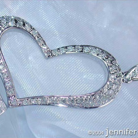 Enchanting Diamond Heart Pendant in White gold