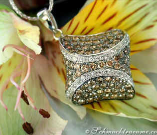 Solid Pendant with Natural Brown & White Diamonds