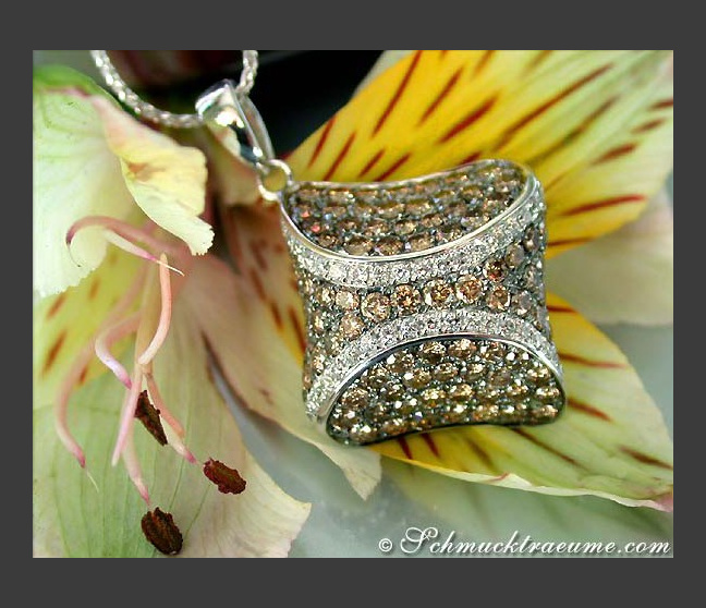 Solid Pendant with Natural Brown & White Diamonds