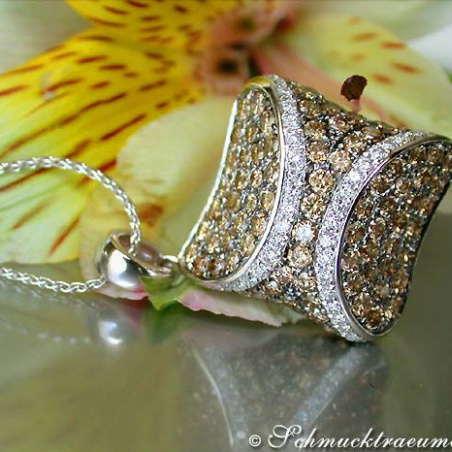 Solid Pendant with Natural Brown & White Diamonds