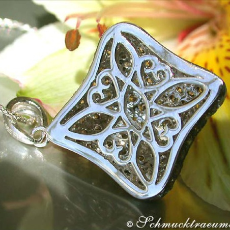 Solid Pendant with Natural Brown & White Diamonds