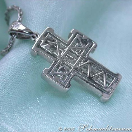 Exquisite Diamond Cross Pendant (Invisible Setting)