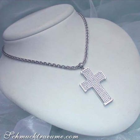 Exquisite Diamond Cross Pendant (3,92 ct.)