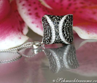 Solid Black & White Diamond Rhombic Style Pendant