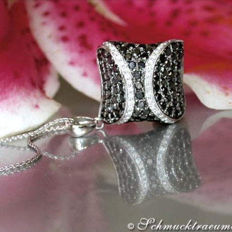 Solid Black & White Diamond Rhombic Style Pendant