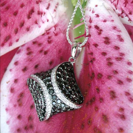 Solid Black & White Diamond Rhombic Style Pendant
