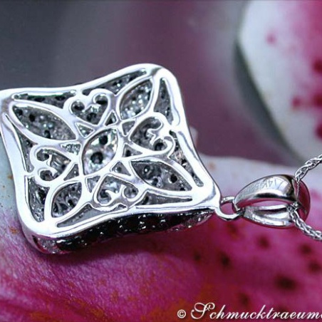Solid Black & White Diamond Rhombic Style Pendant